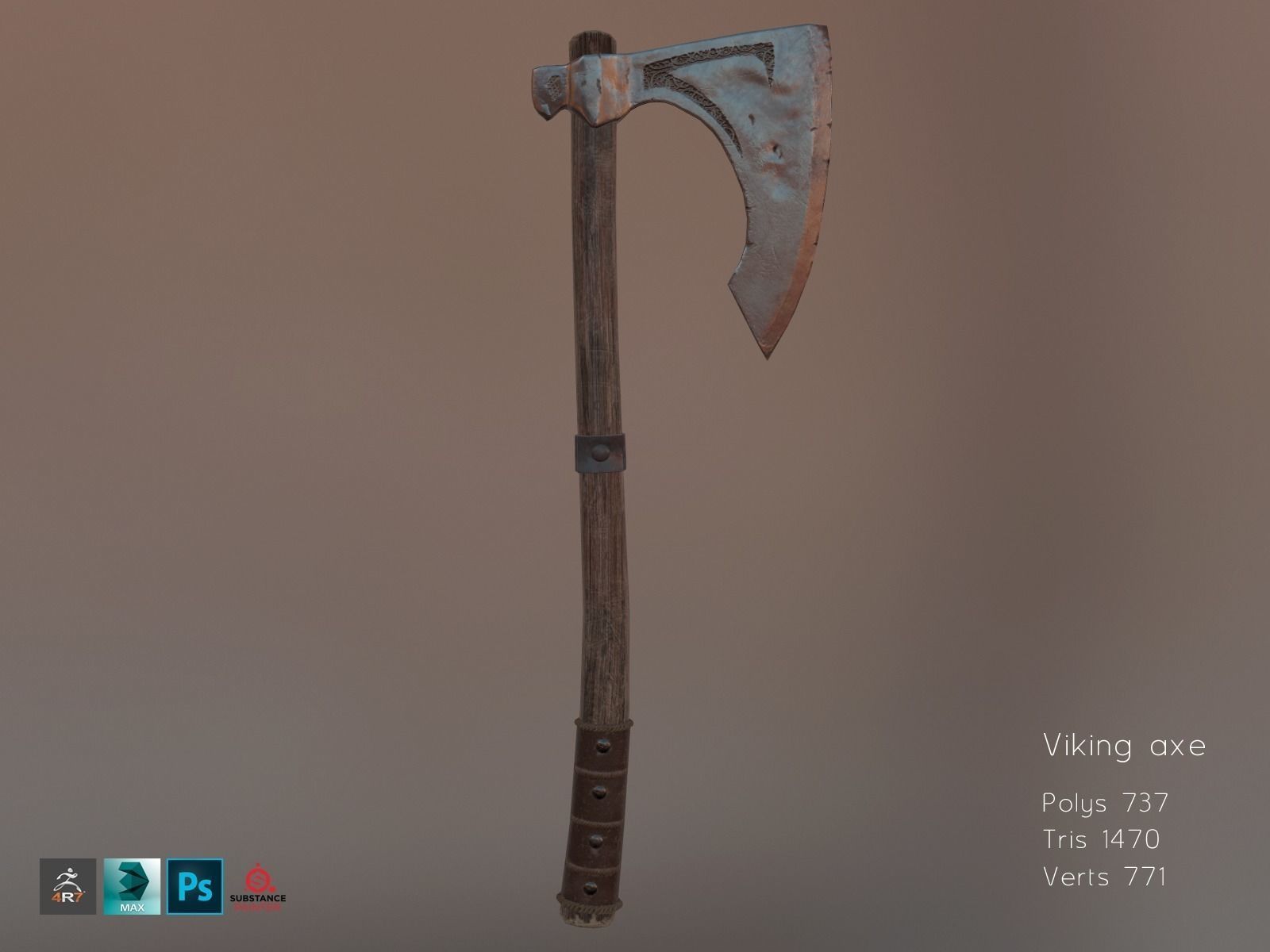 Viking Axe Low-poly 3D model_2