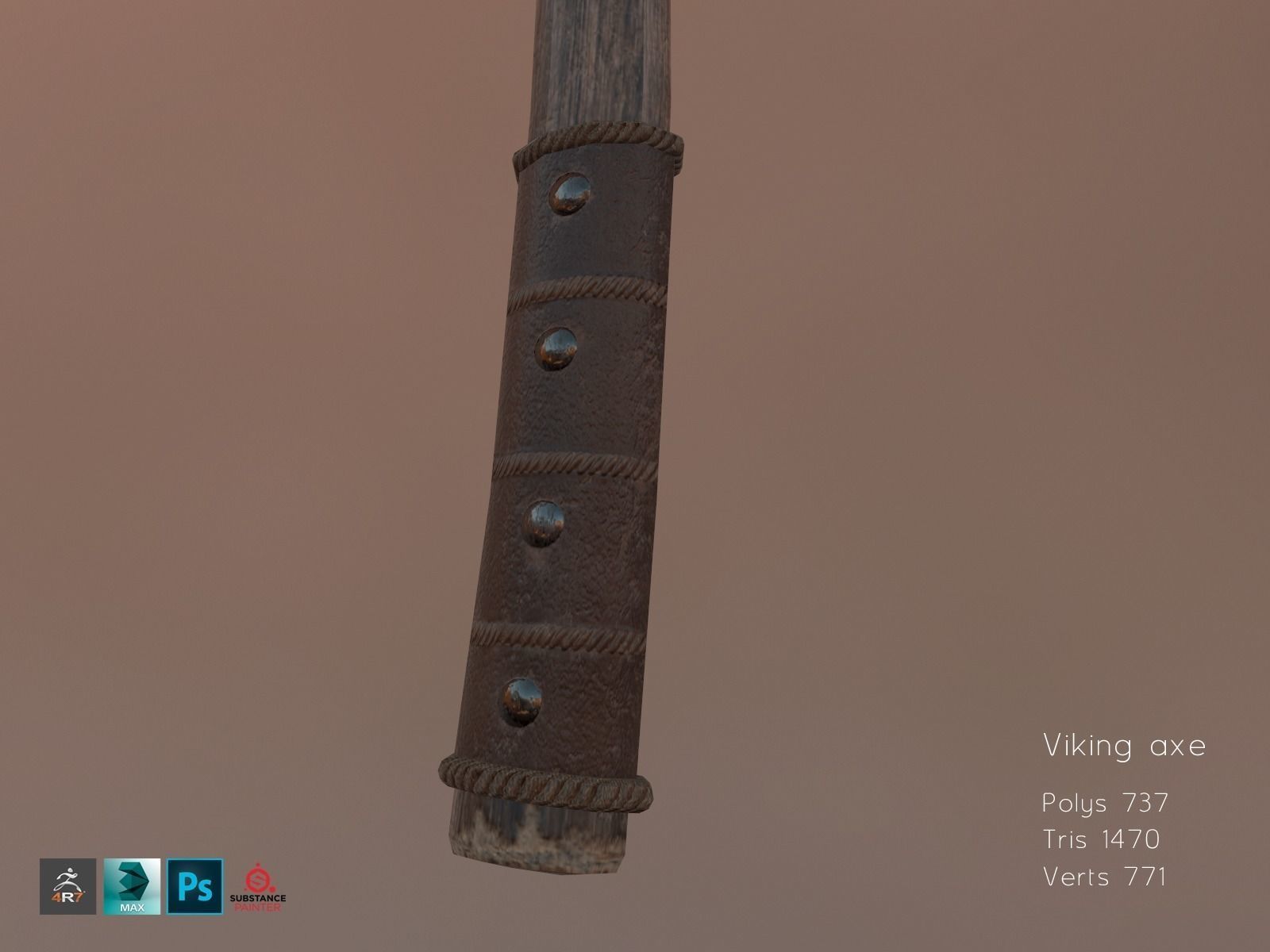 Viking Axe Low-poly 3D model_6