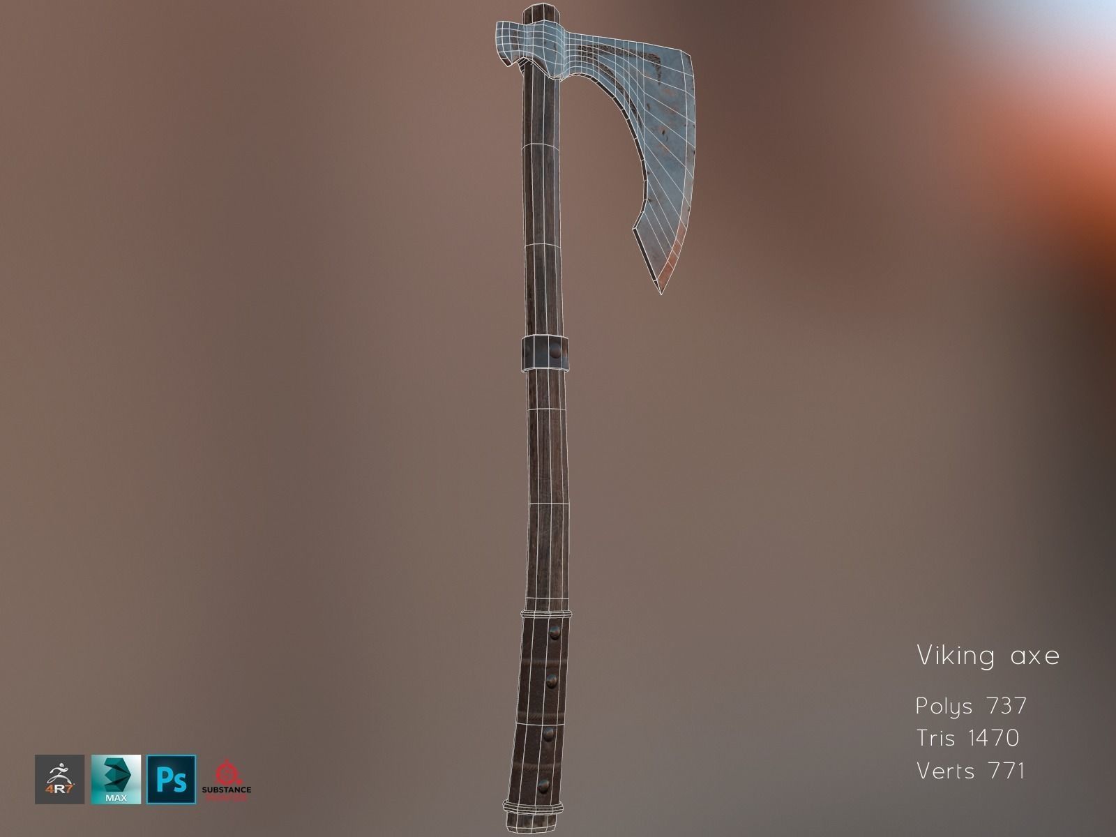 Viking Axe Low-poly 3D model_5