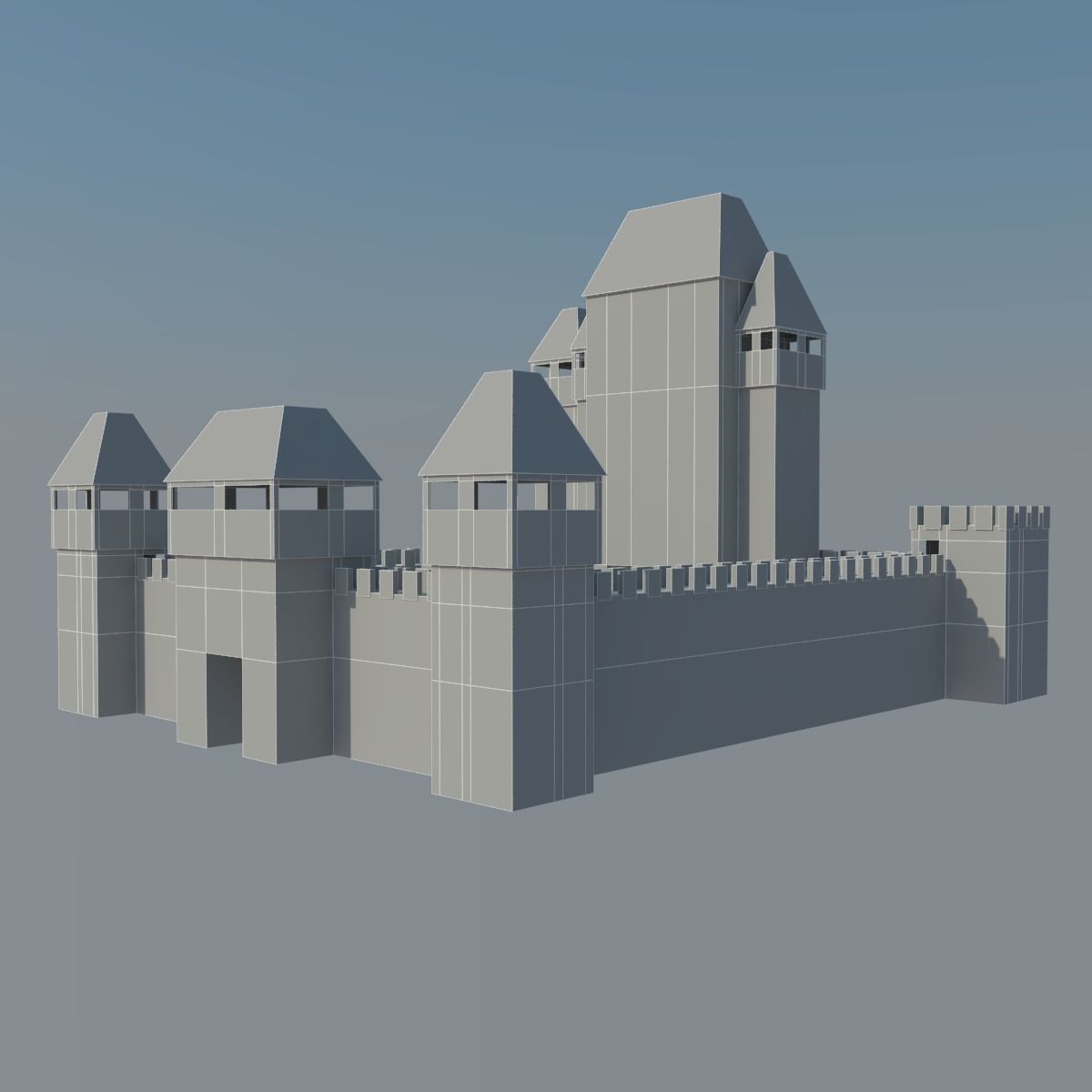 Low Poly Castle medieval - medieval Low-poly 3D model_14