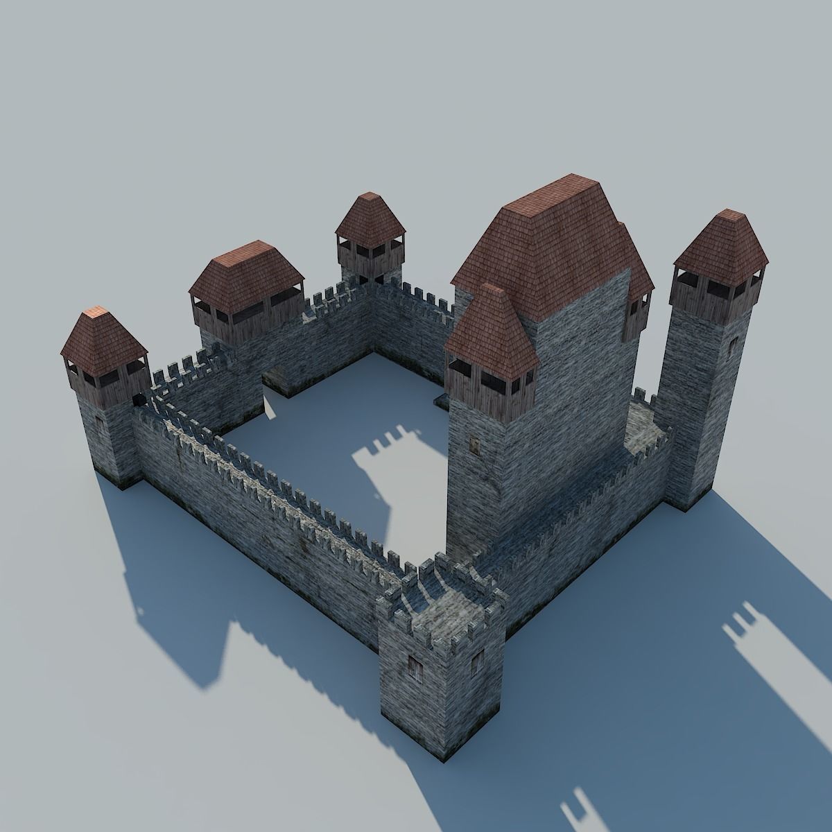 Low Poly Castle medieval - medieval Low-poly 3D model_6