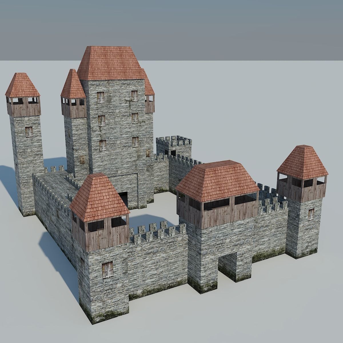 Low Poly Castle medieval - medieval Low-poly 3D model_1