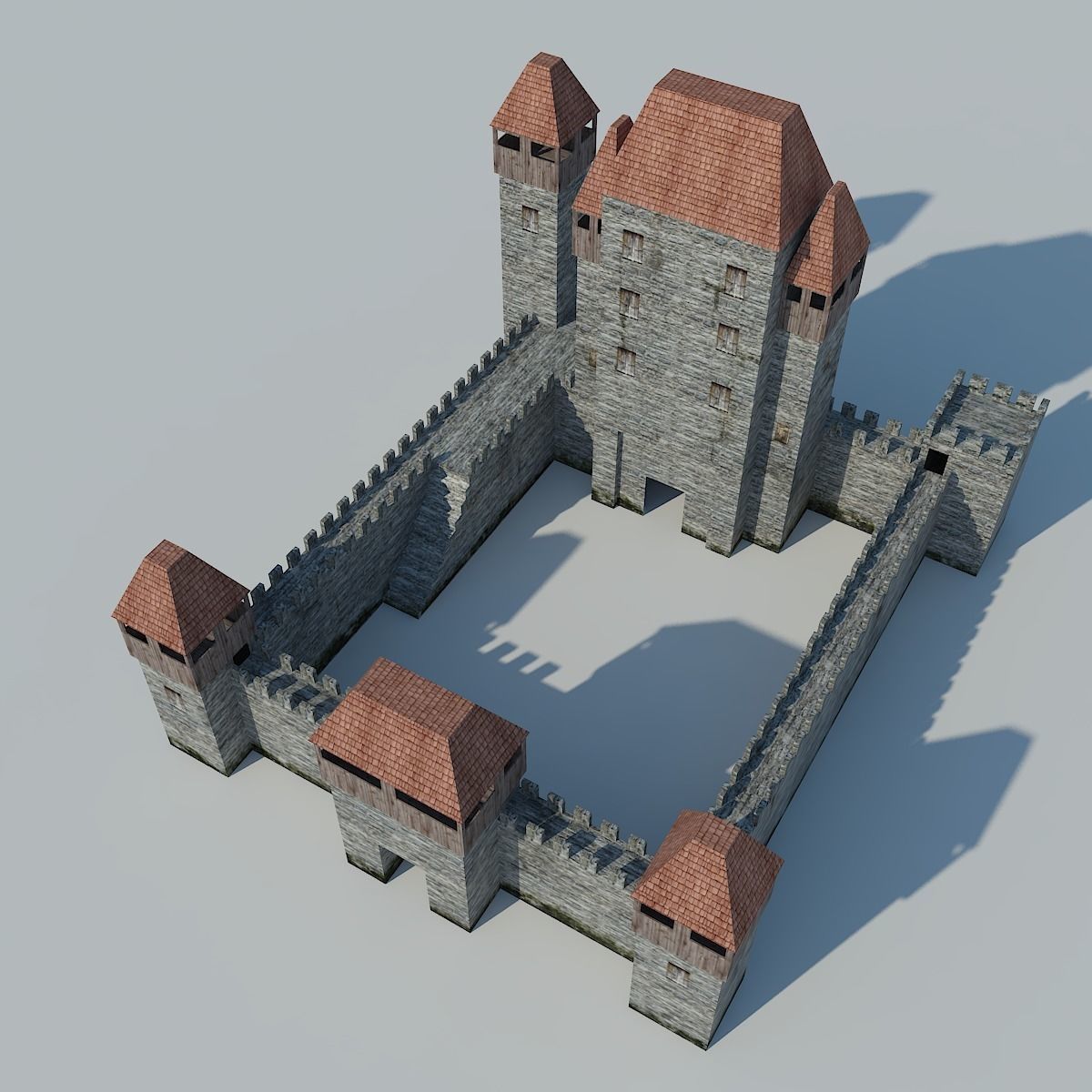 Low Poly Castle medieval - medieval Low-poly 3D model_4