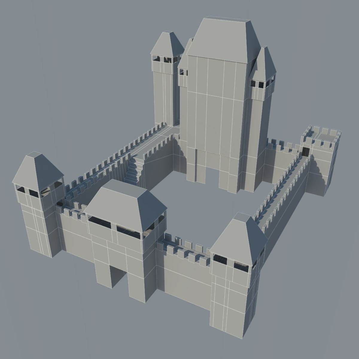 Low Poly Castle medieval - medieval Low-poly 3D model_13