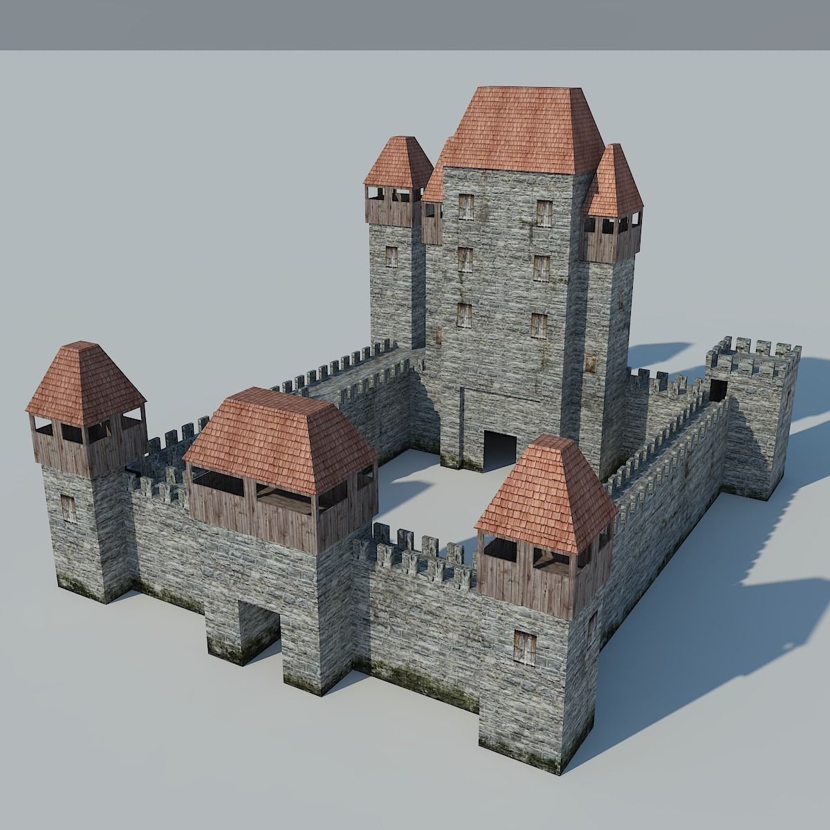 Low Poly Castle medieval - medieval Low-poly 3D model_0
