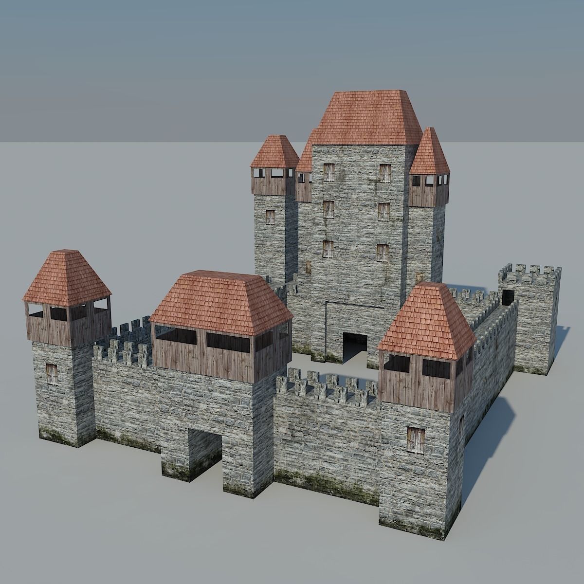 Low Poly Castle medieval - medieval Low-poly 3D model_5