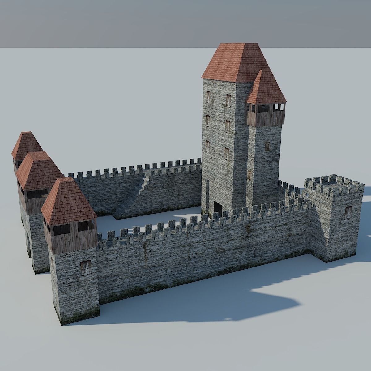 Low Poly Castle medieval - medieval Low-poly 3D model_16