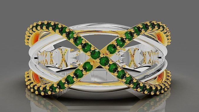 Prong set diamond crossover ring 3D print model