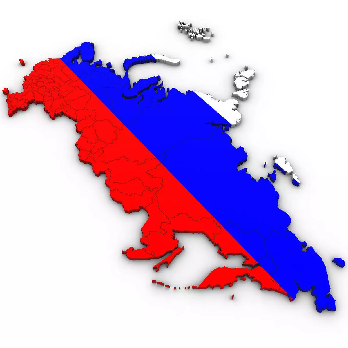 3d Political Map of Russia 3D model_0