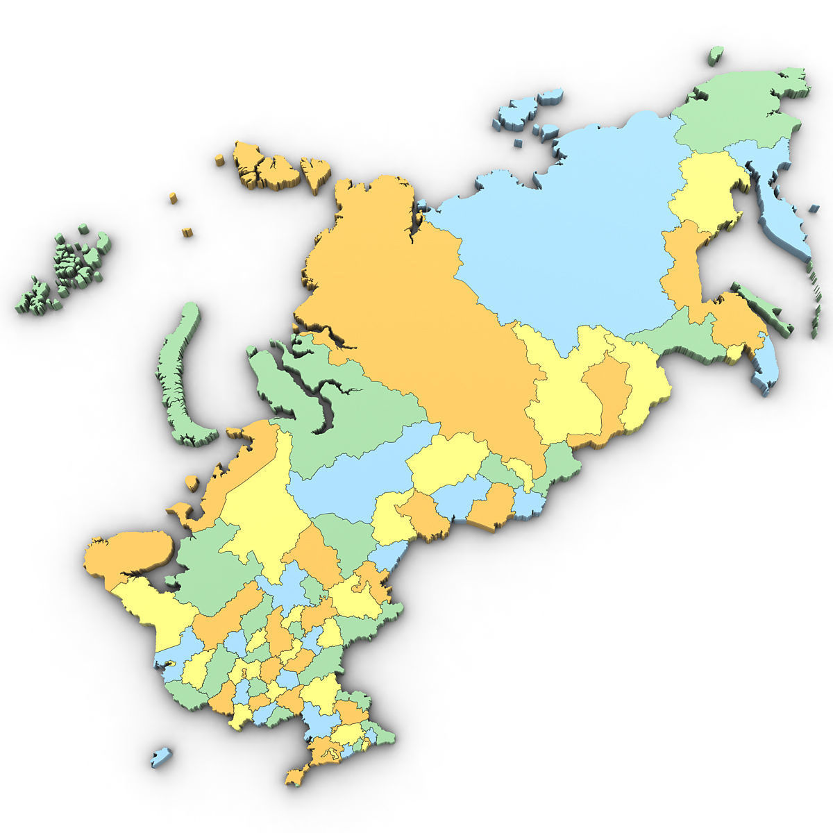 3d Political Map of Russia 3D model_3