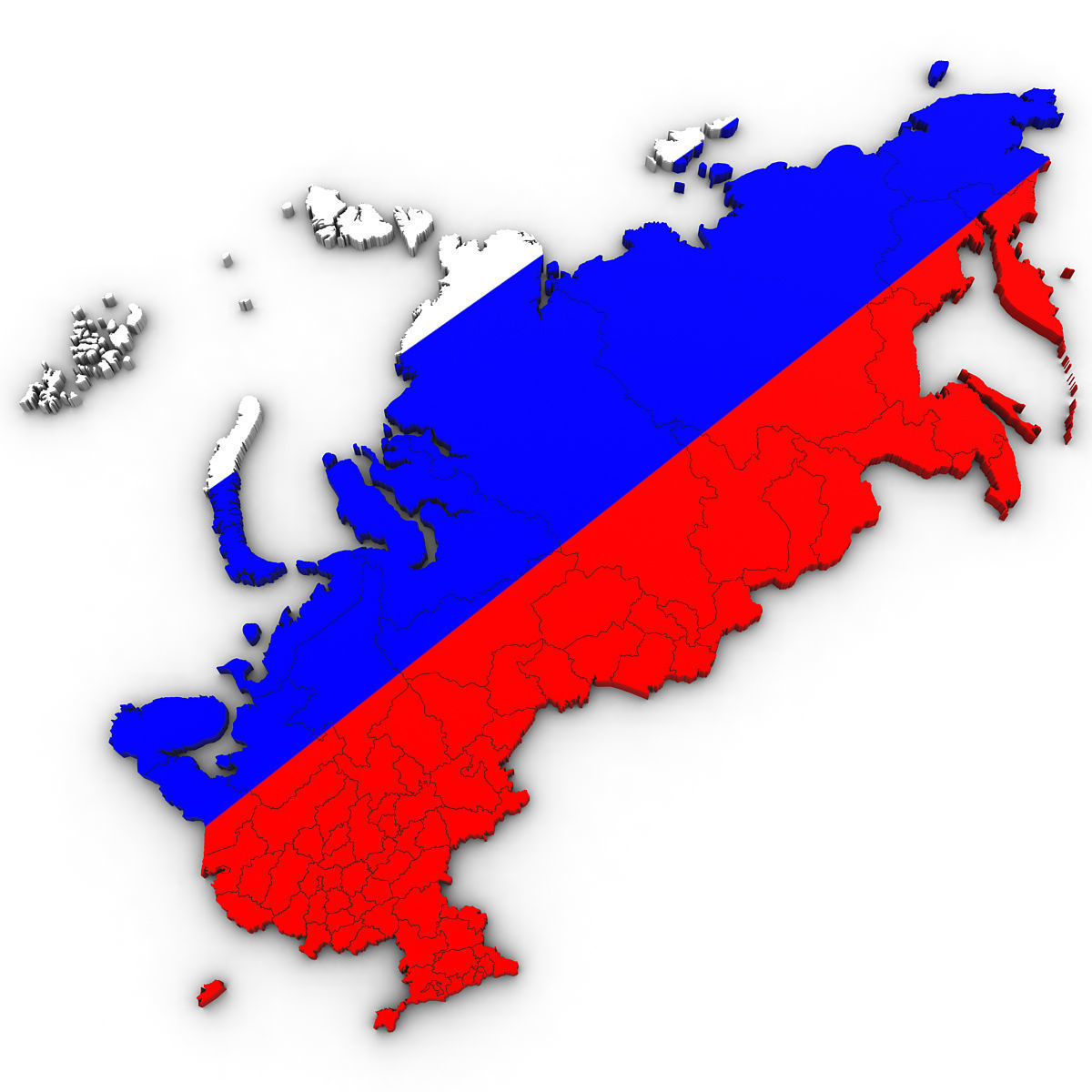 3d Political Map of Russia 3D model_2