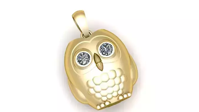 owl pendant 3d  printable model 