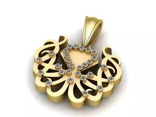 gold diamond pendant 3d printable  model