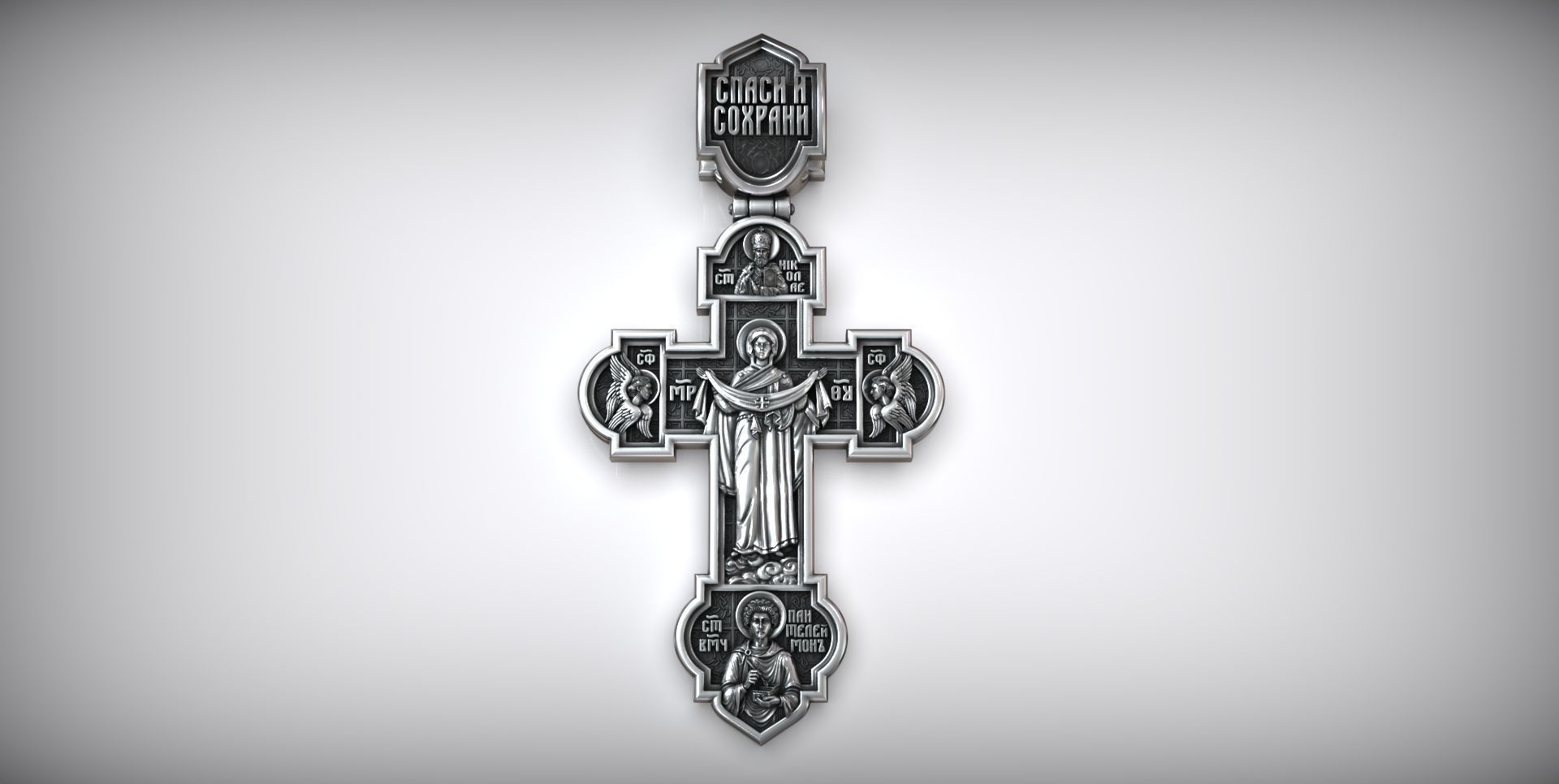 Intercession Pokrov Jesus Christ Panteleimon the Healer Cross 3D print model_6