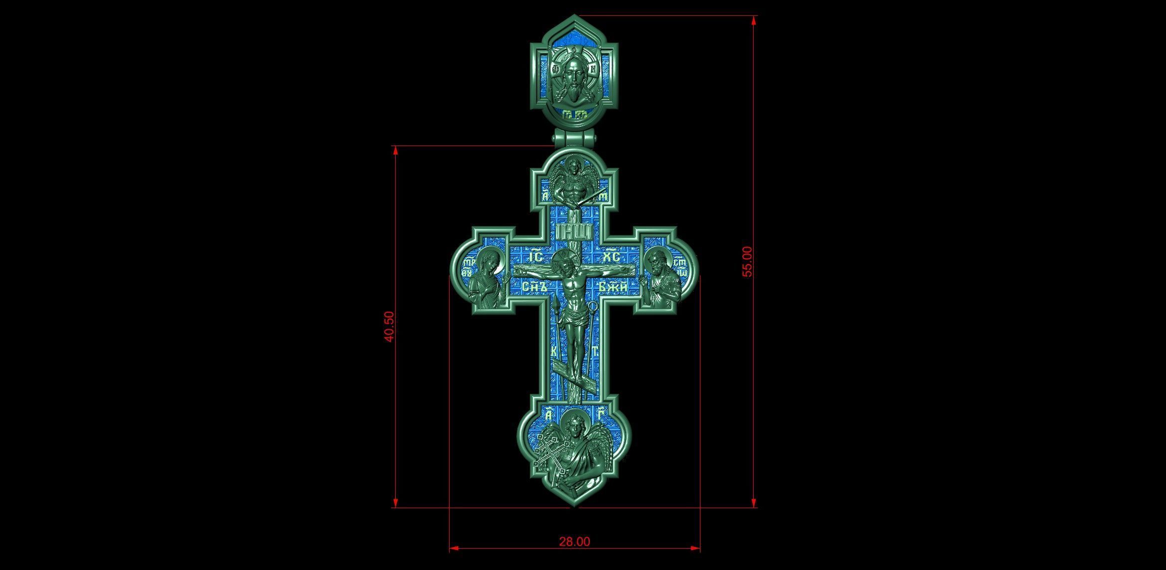 Intercession Pokrov Jesus Christ Panteleimon the Healer Cross 3D print model_10