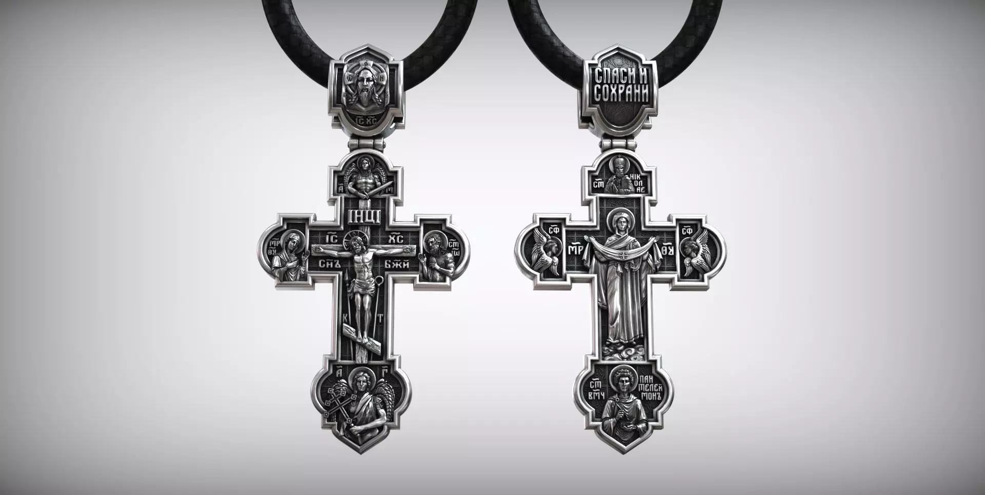 Intercession Pokrov Jesus Christ Panteleimon the Healer Cross 3D print model_0