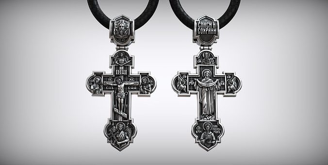 Intercession Pokrov Jesus Christ Panteleimon the Healer Cross 3D print model