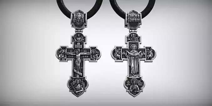 Intercession Pokrov Jesus Christ Panteleimon the Healer Cross 3D print model