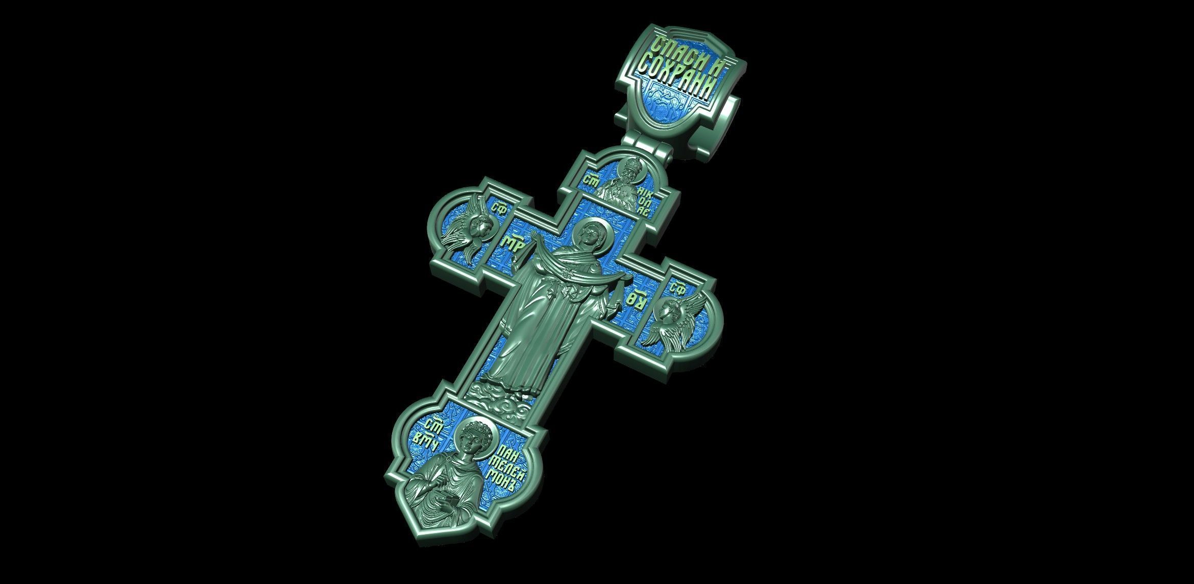 Intercession Pokrov Jesus Christ Panteleimon the Healer Cross 3D print model_12