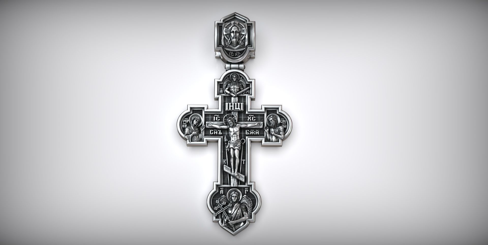 Intercession Pokrov Jesus Christ Panteleimon the Healer Cross 3D print model_5