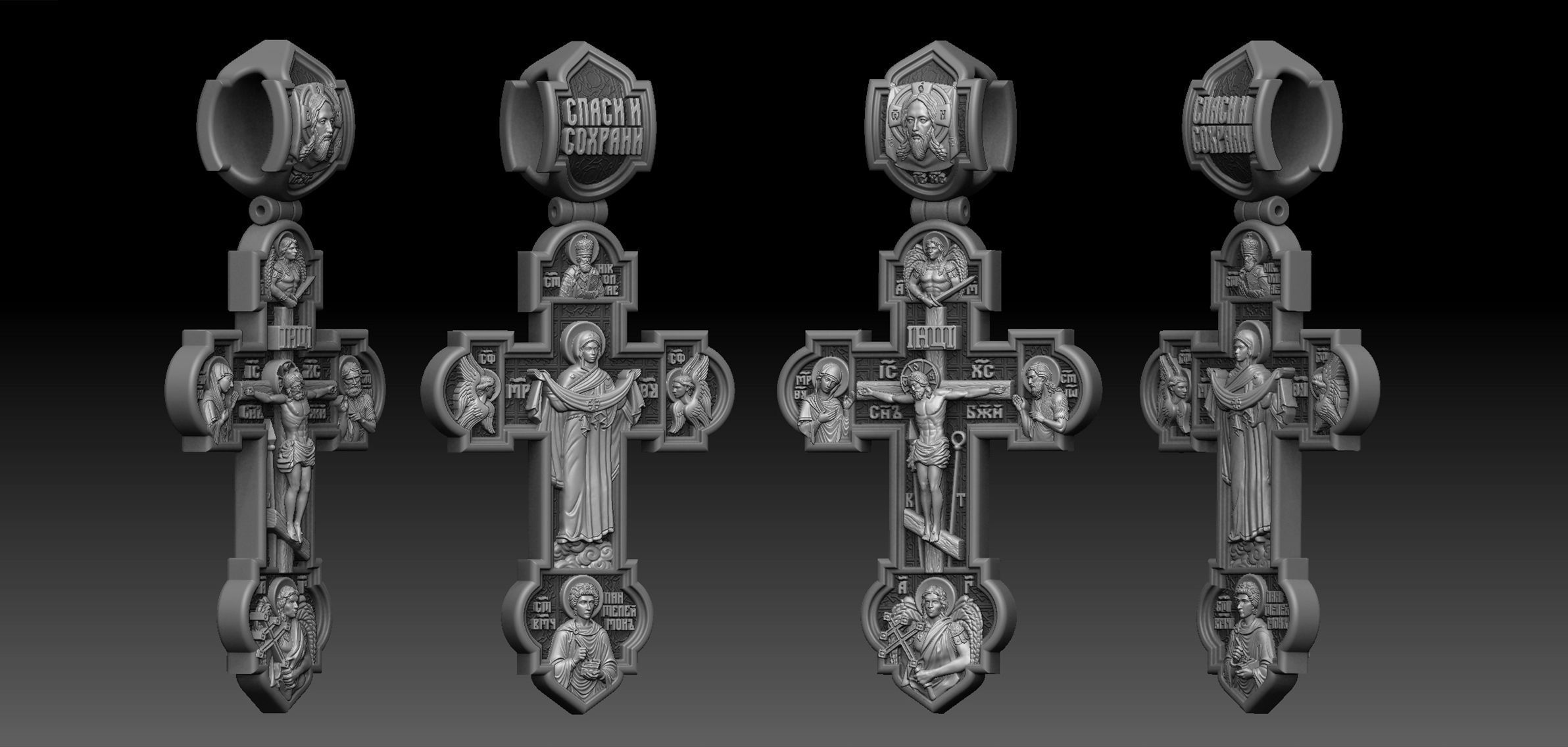 Intercession Pokrov Jesus Christ Panteleimon the Healer Cross 3D print model_9