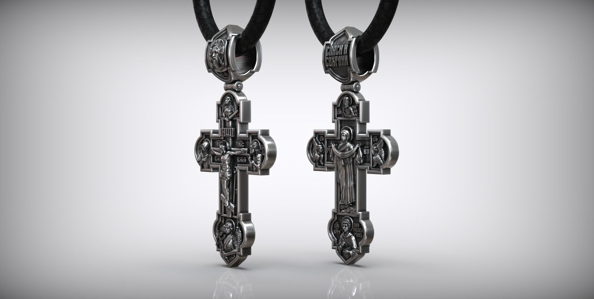 Intercession Pokrov Jesus Christ Panteleimon the Healer Cross 3D print model_4