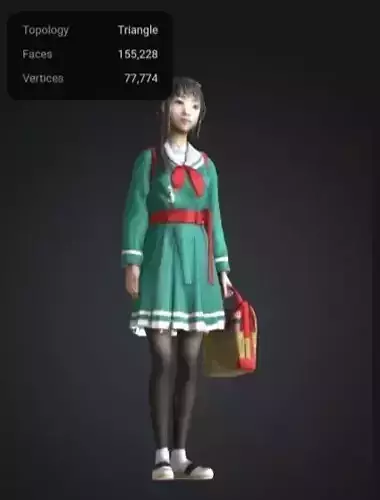 Japanese school girl 3d model