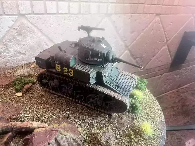 M3A1 Stuart with hull-mounted flamethrower 3D print model