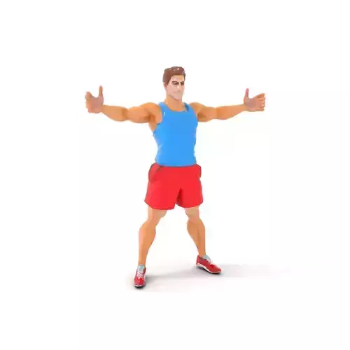 Athletic Male Character Rigged and Animated for D Games