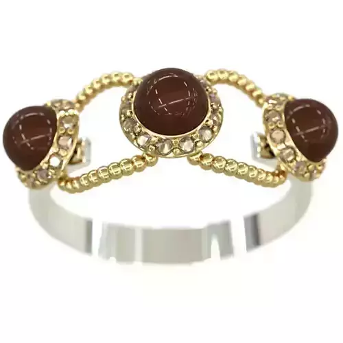 Luxurious Three Pearls Ring 3D Model