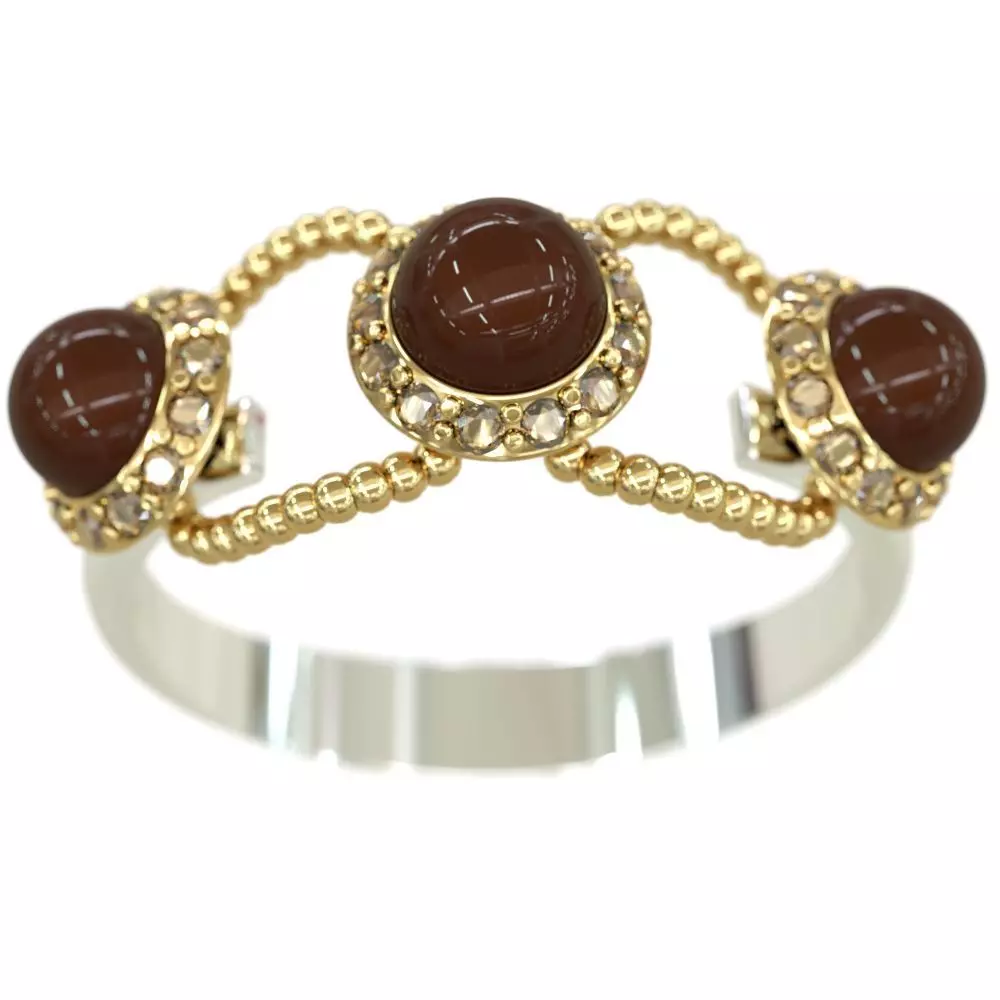 Luxurious Three Pearls Ring 3D Model 3D print model