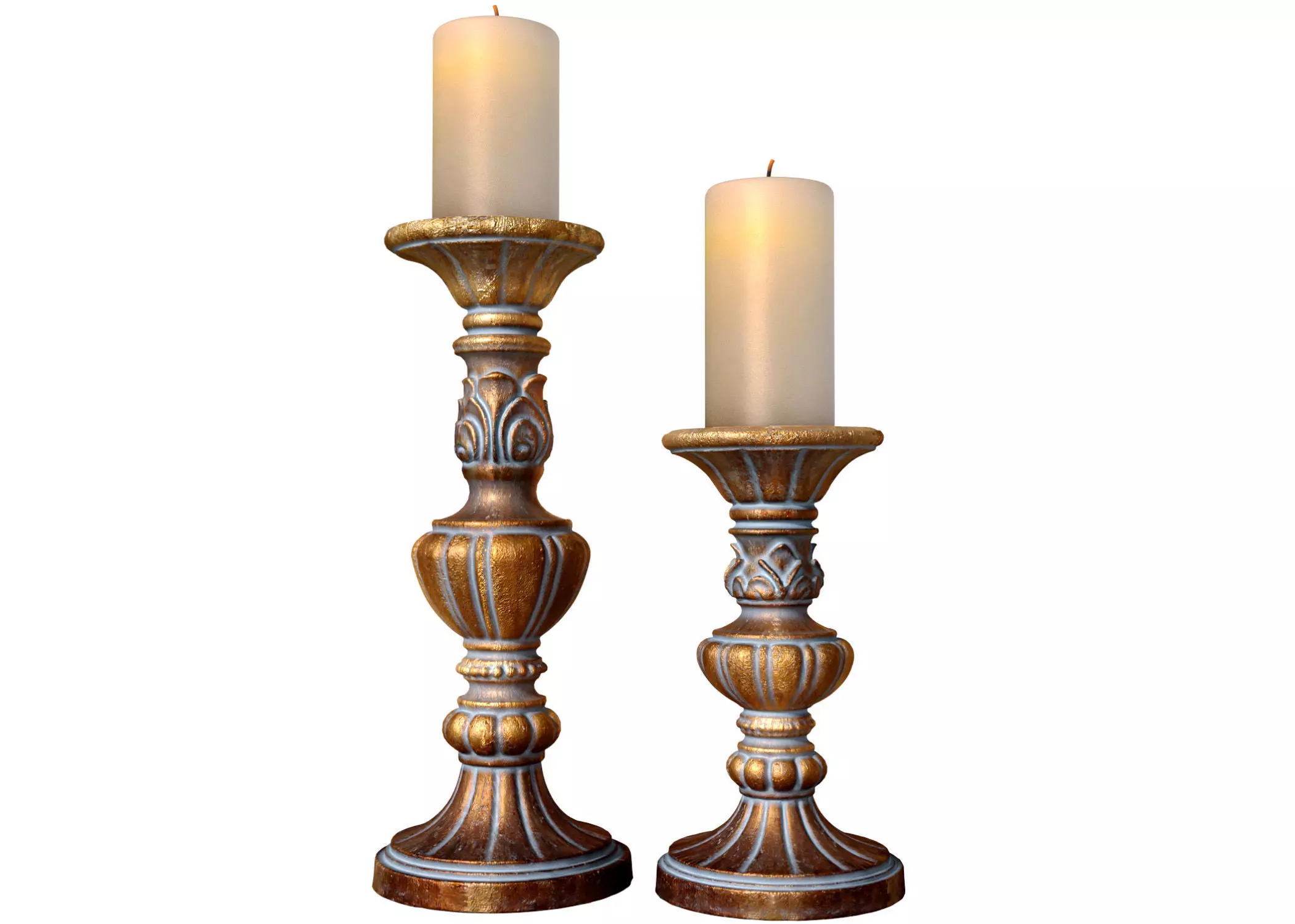 Bronze Rustic Patinated Antique Candlestick in Classic Style 3D model_0