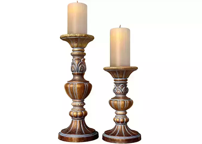 Bronze Rustic Patinated Antique Candlestick in Classic Style