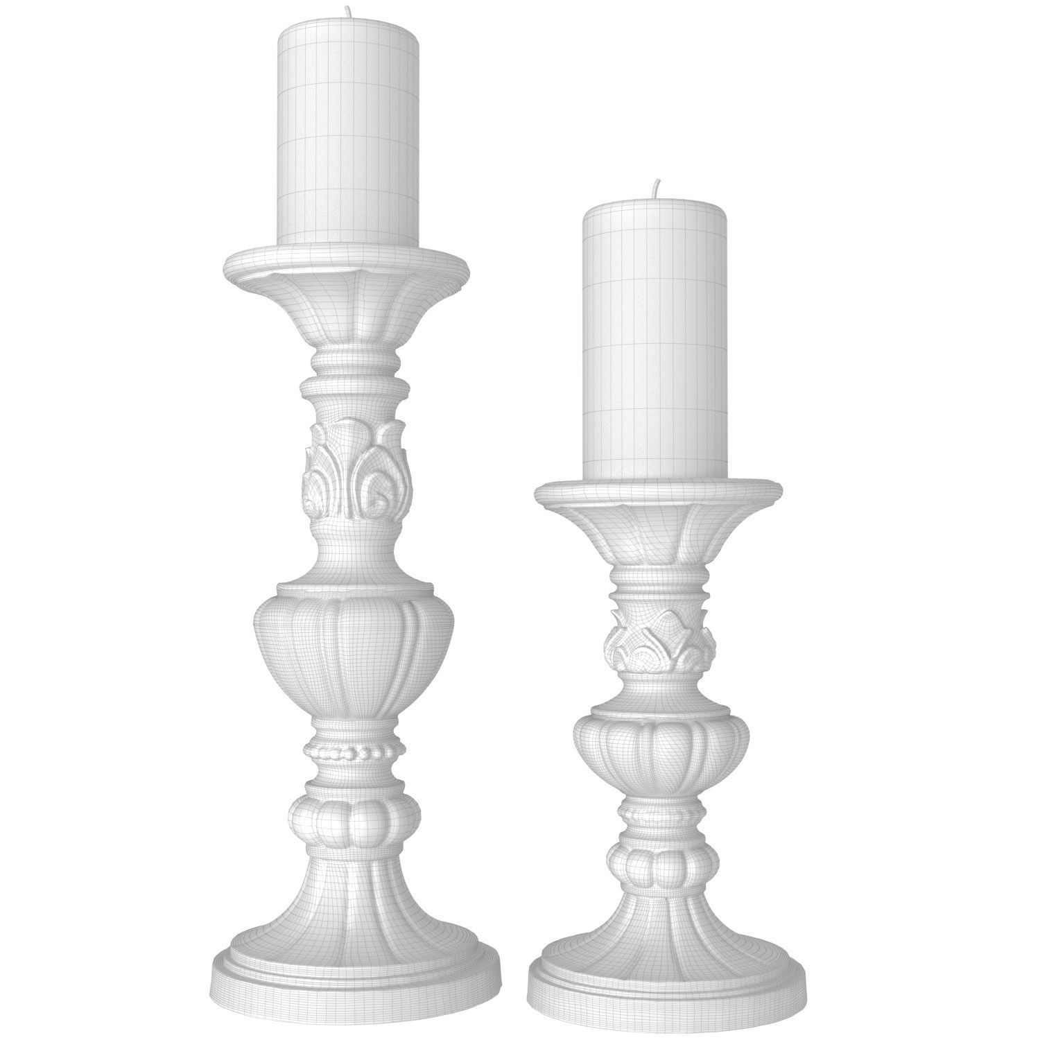 Bronze Rustic Patinated Antique Candlestick in Classic Style 3D model_2