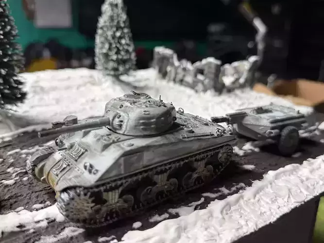 Sherman crocodile M4A4 and trailer 3D print model