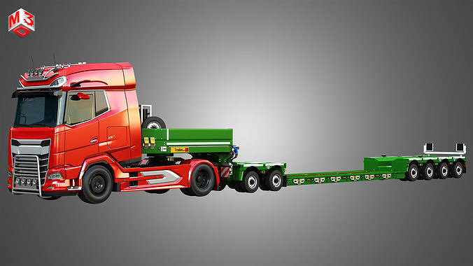 XG Truck - single axle with Faymonville Trailer 3D Model Collection