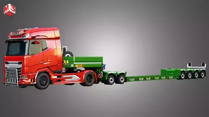 XG Truck - single axle with Faymonville Trailer 3D Model Collection
