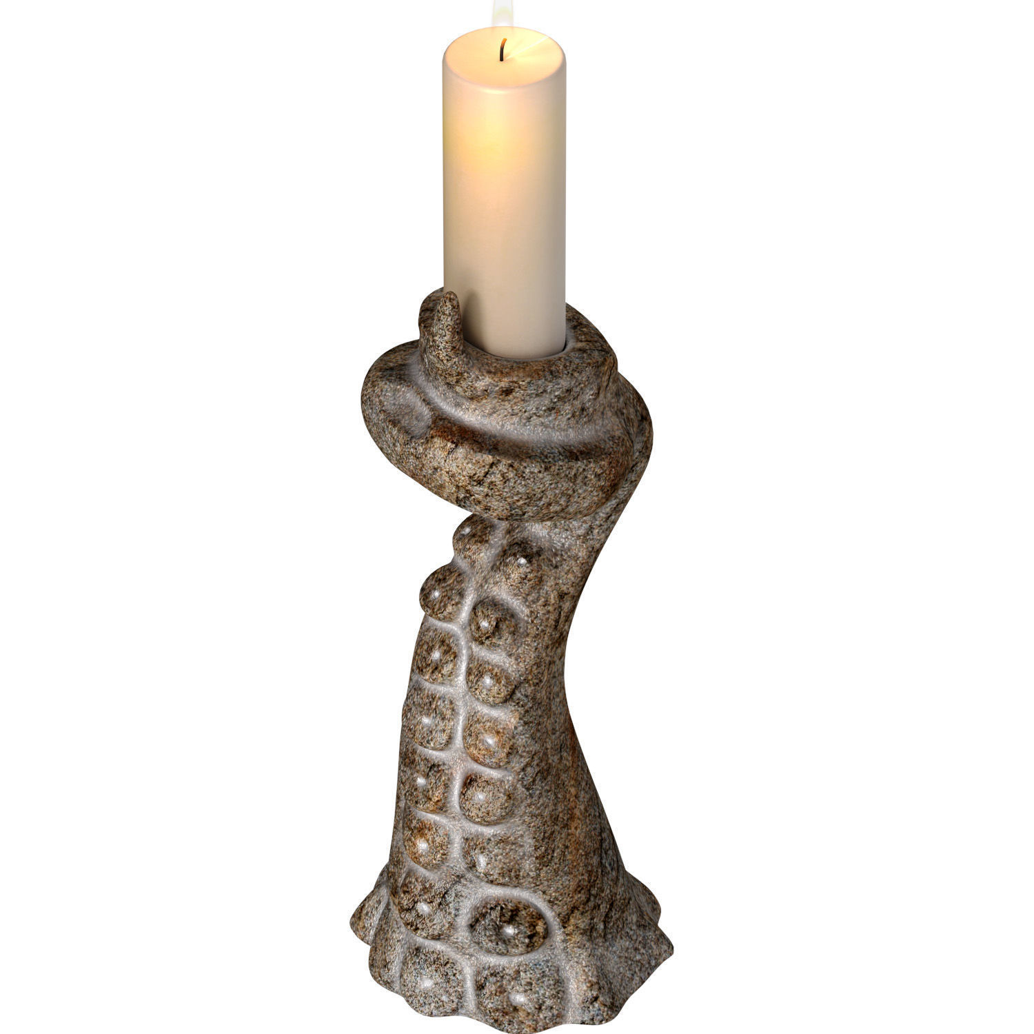 Stone candlestick in the Loft style form of an octopus tentacle 3D model_1