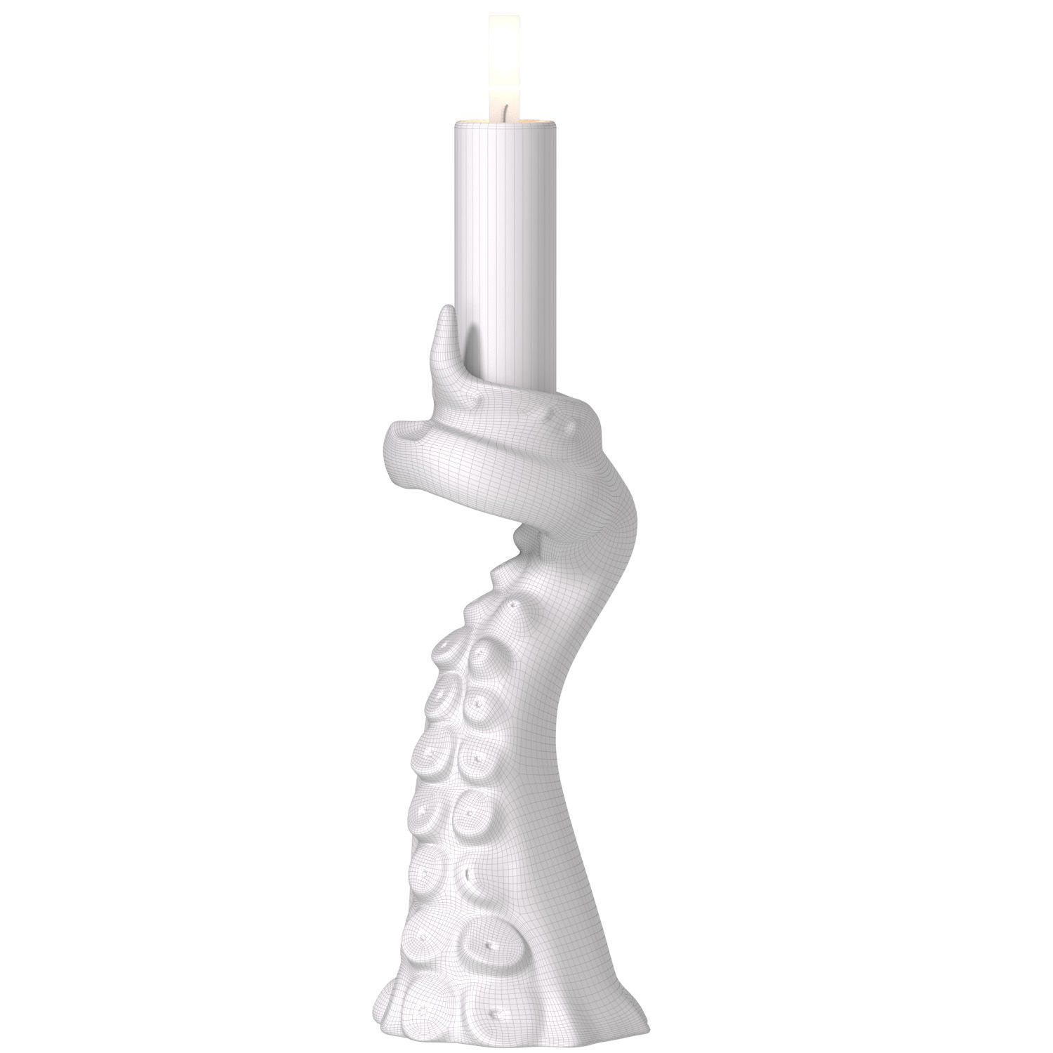 Stone candlestick in the Loft style form of an octopus tentacle 3D model_3