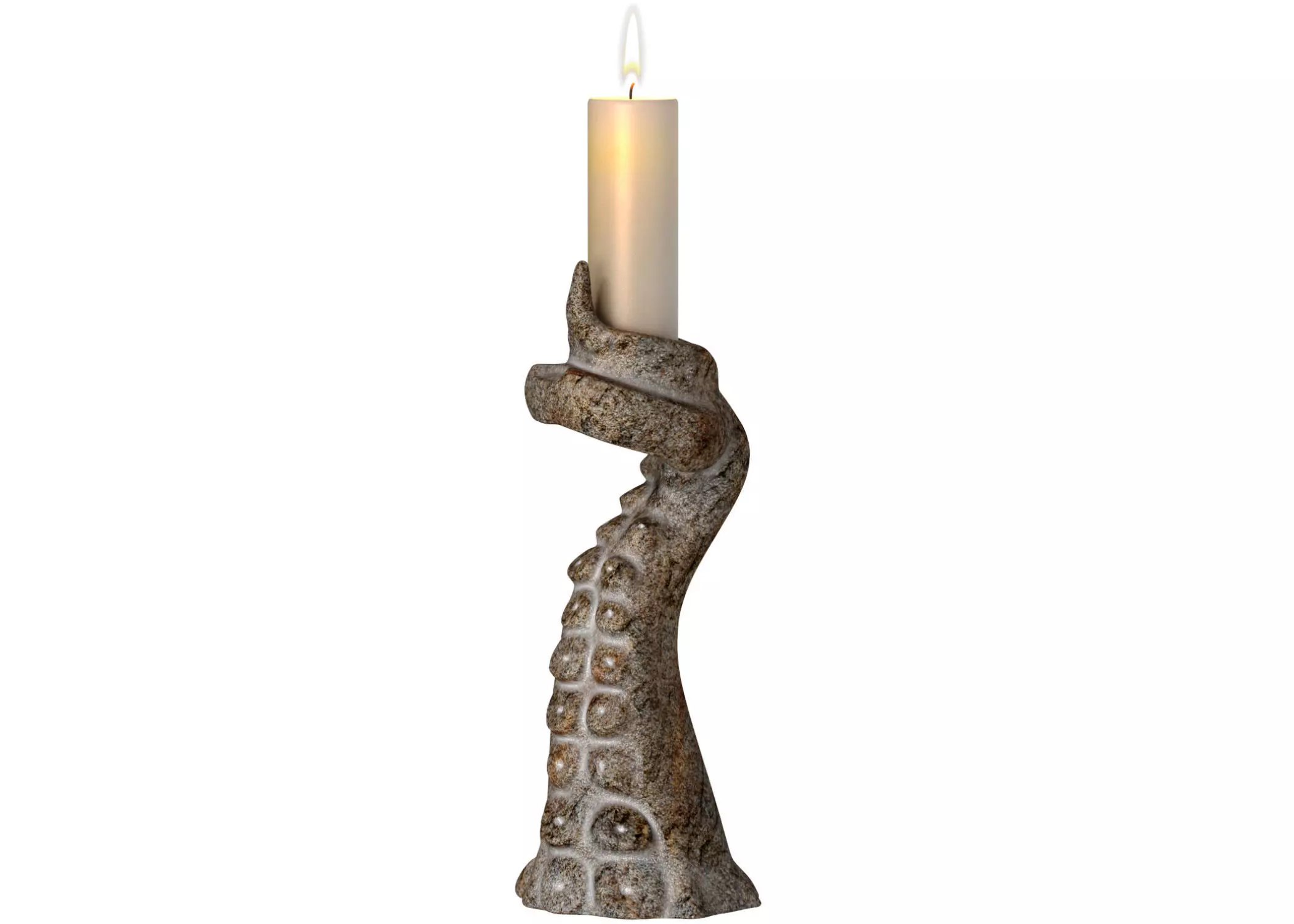 Stone candlestick in the Loft style form of an octopus tentacle 3D model_0