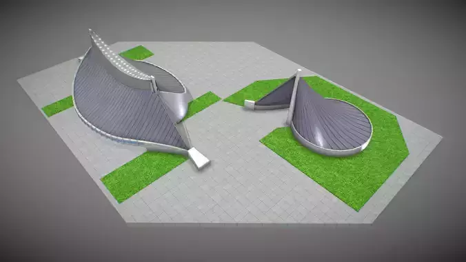 Yoyogi National Gymnasium Low-poly 3D model