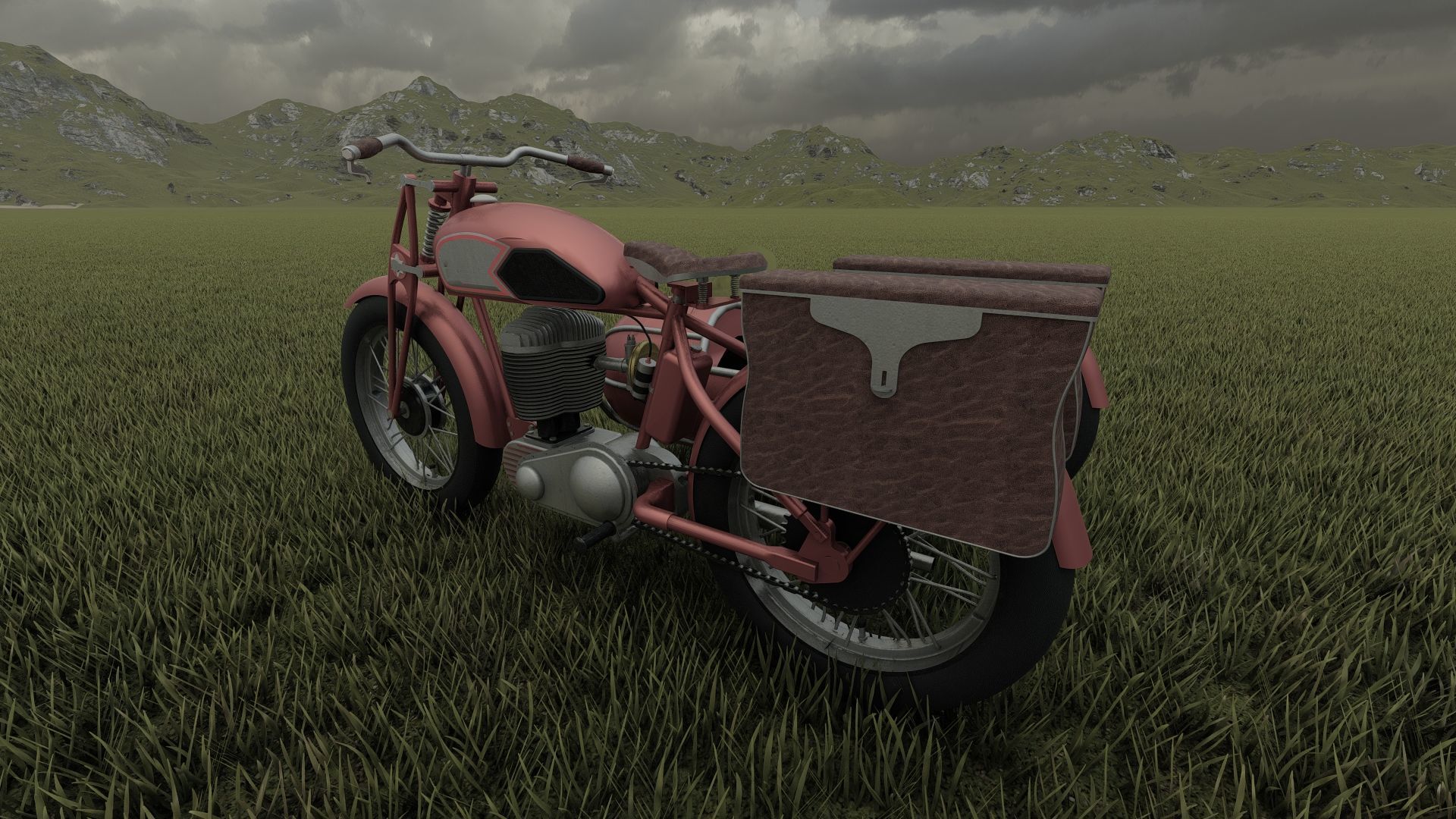 1930S Moped with basket 3D model_27