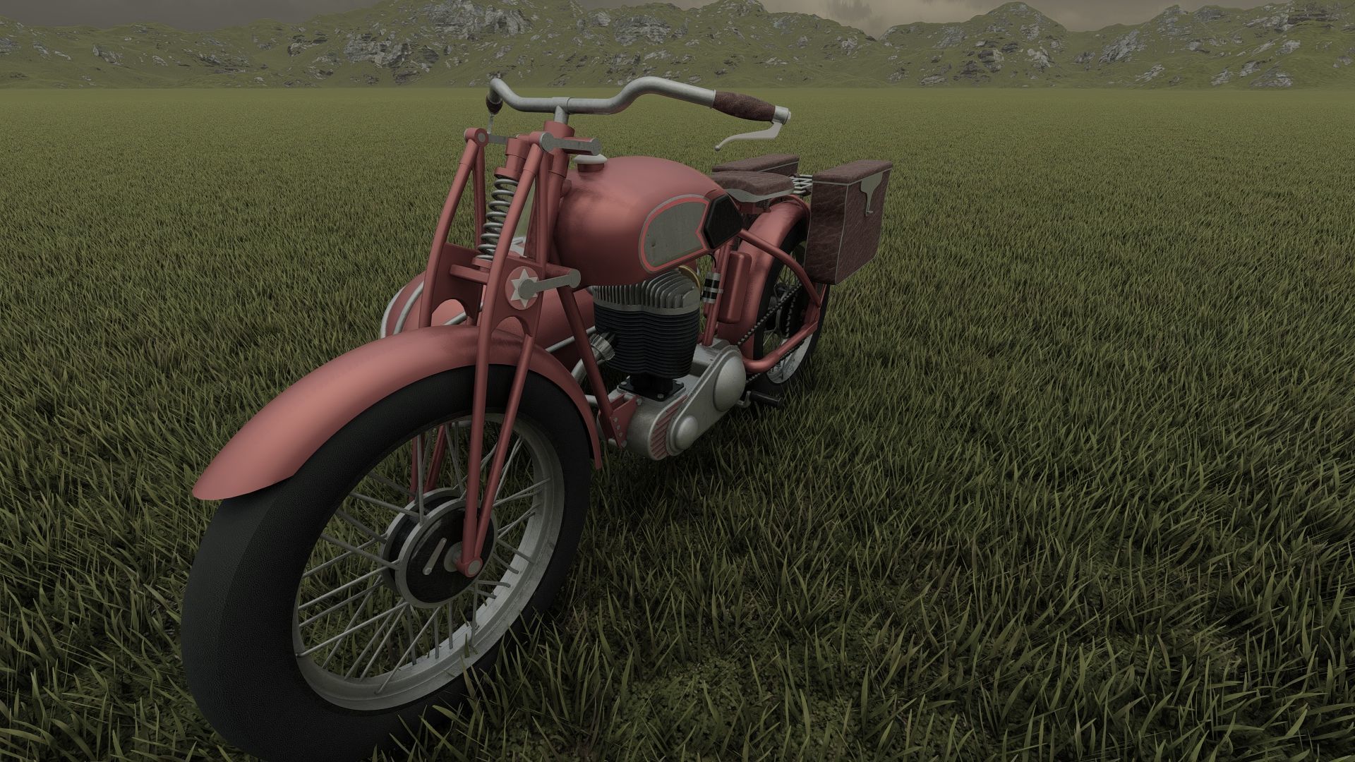 1930S Moped with basket 3D model_29