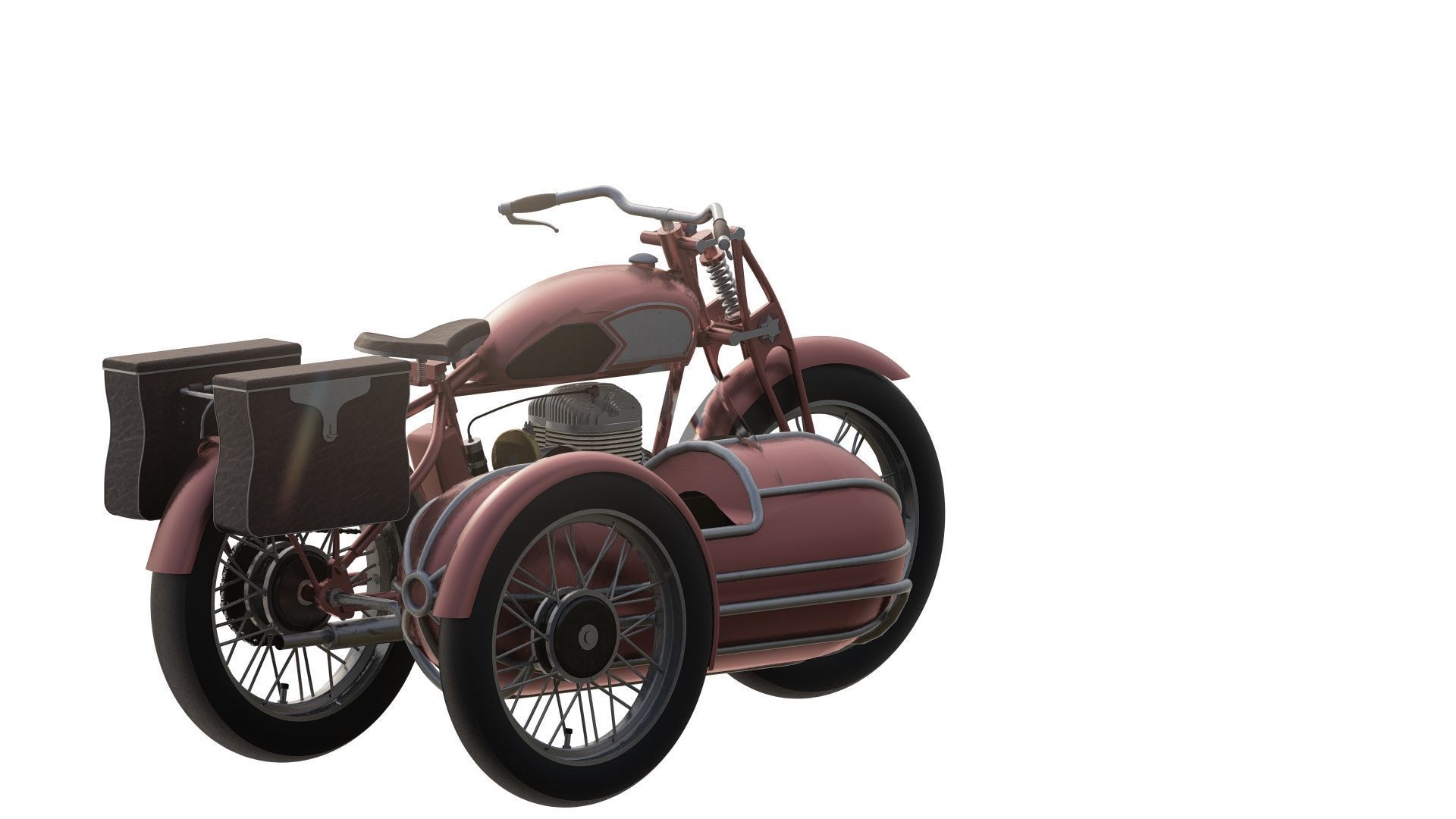 1930S Moped with basket 3D model_6