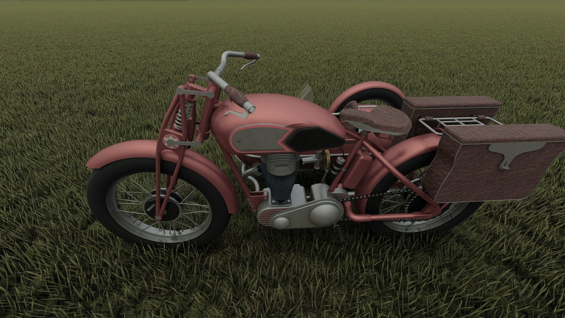 1930S Moped with basket 3D model_28