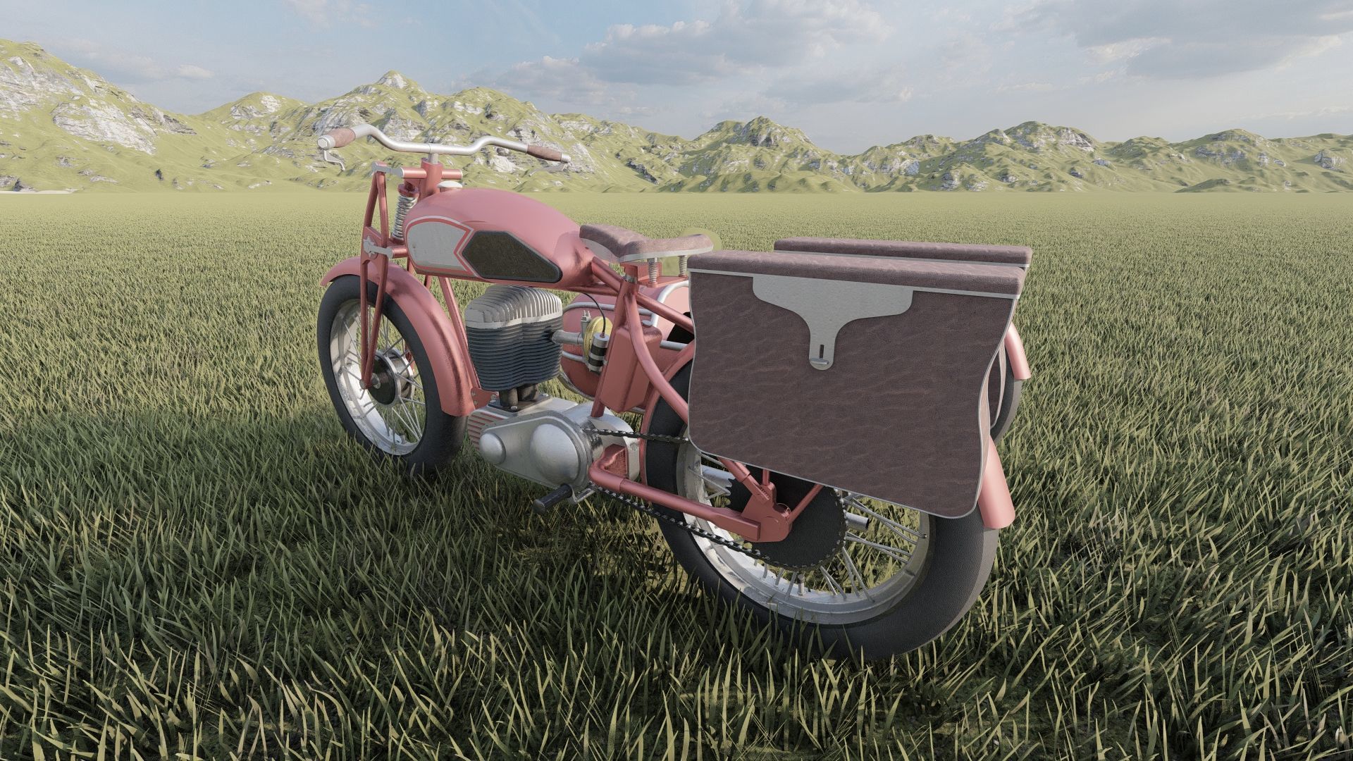 1930S Moped with basket 3D model_26