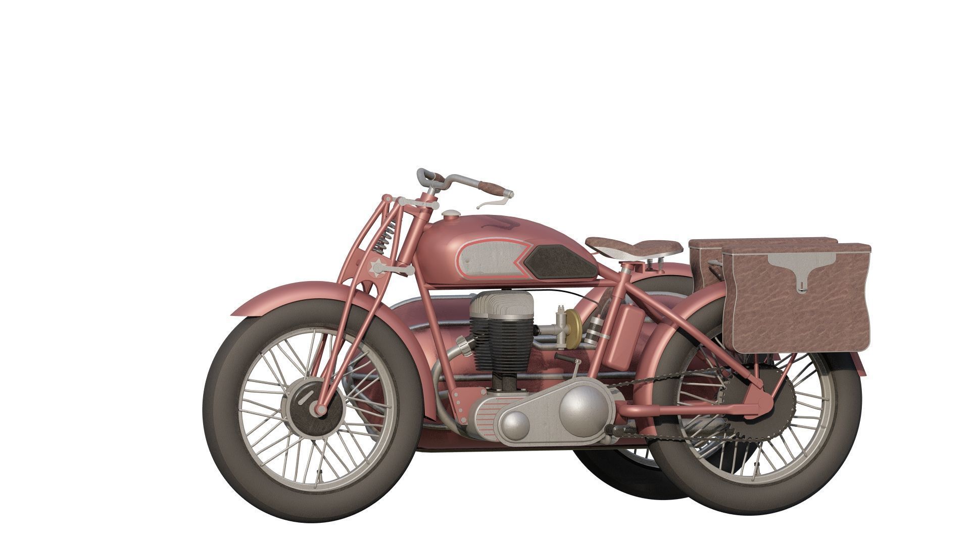 1930S Moped with basket 3D model_3