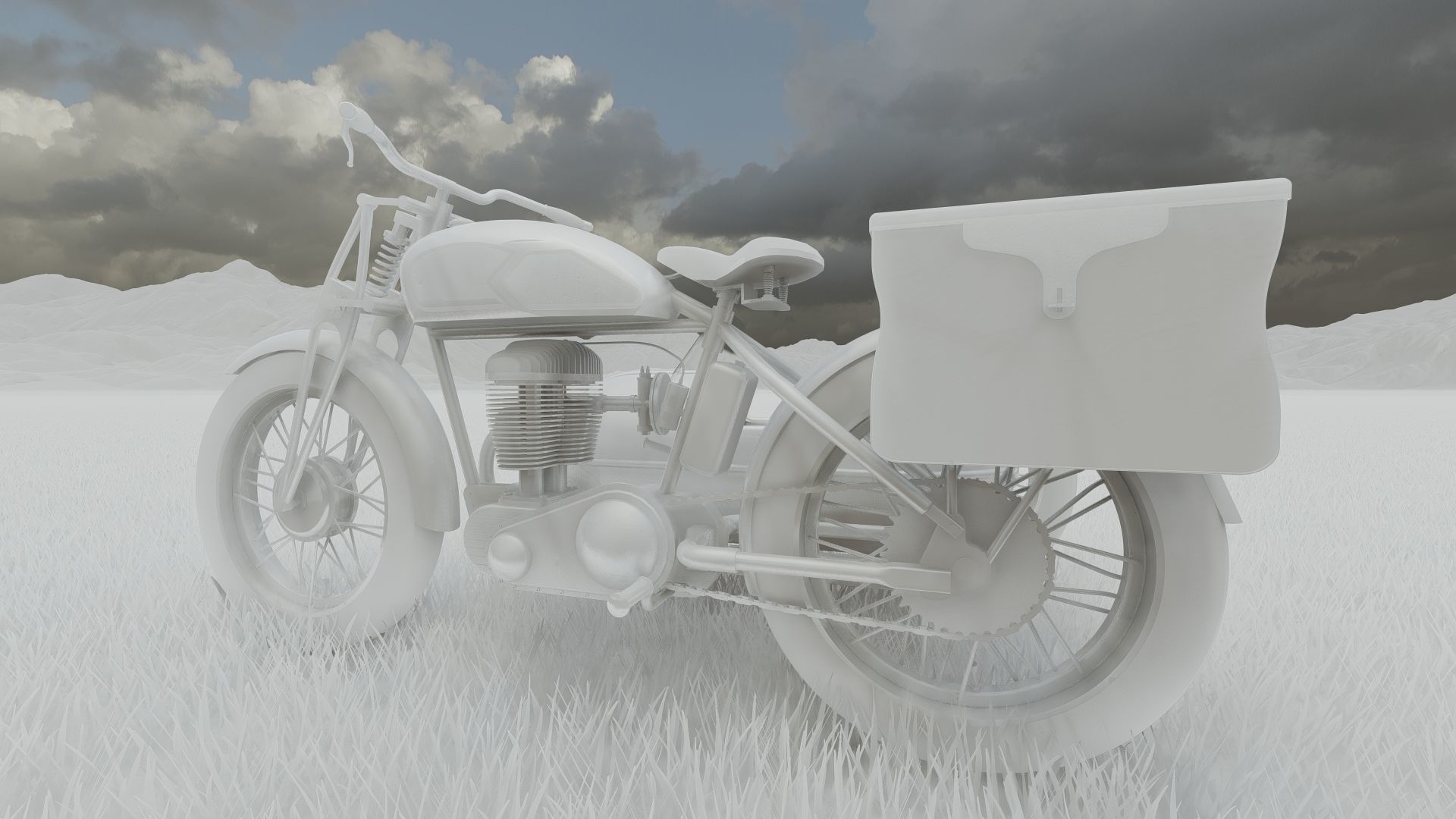 1930S Moped with basket 3D model_35