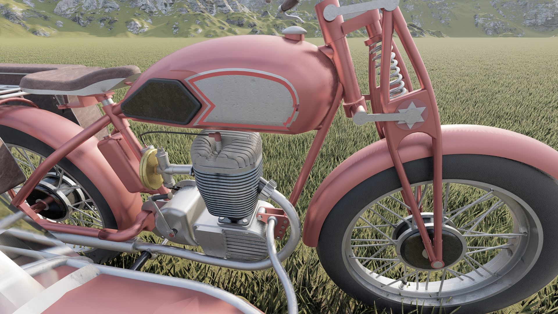 1930S Moped with basket 3D model_22