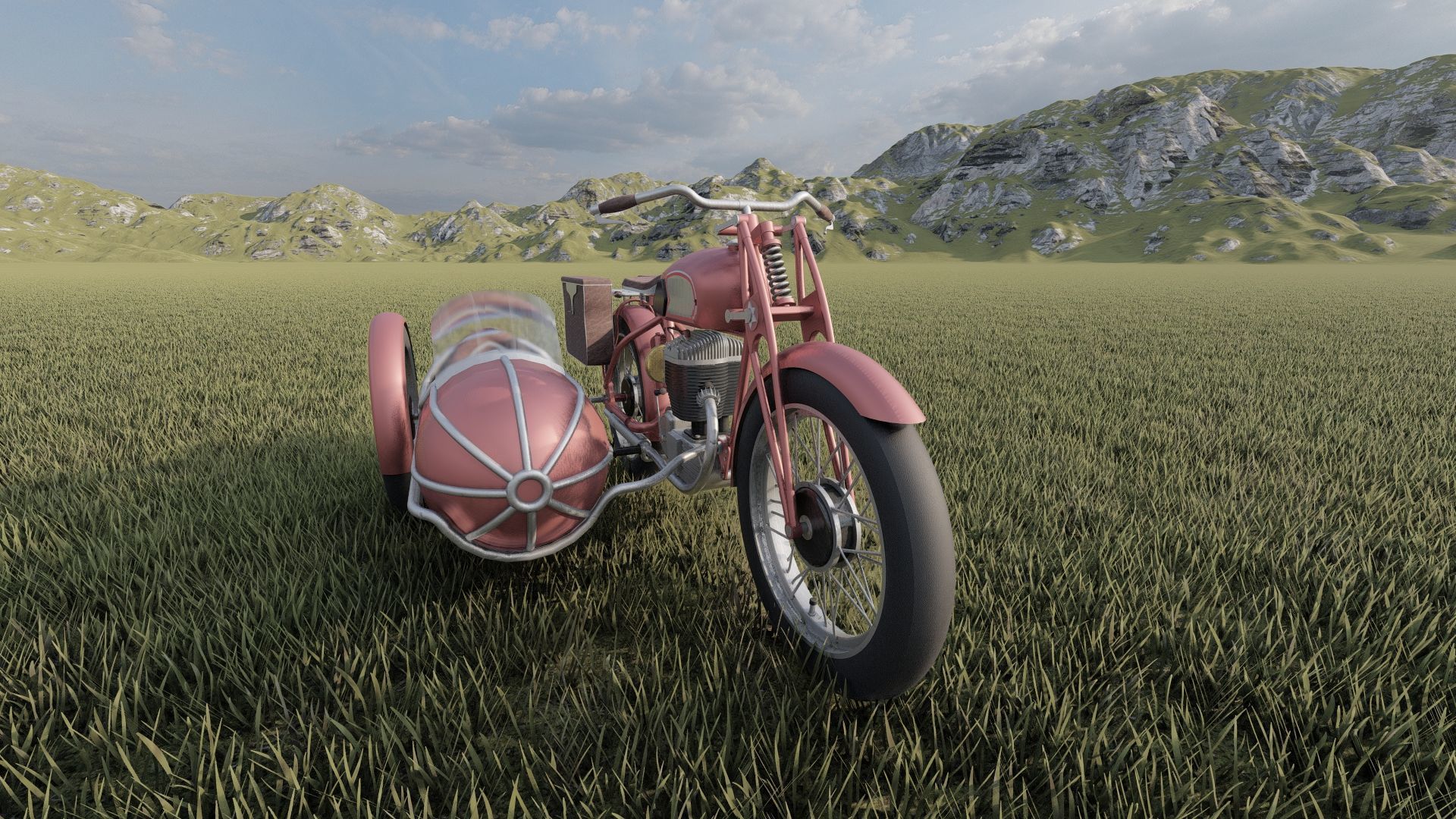 1930S Moped with basket 3D model_7